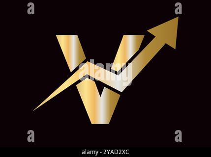 Financial Logo On Letter V With Growth Arrow Symbol Vector Template Stock Vector