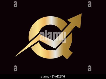Financial Logo On Letter Q With Growth Arrow Symbol Vector Template Stock Vector