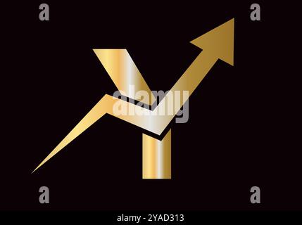 Financial Logo On Letter Y With Growth Arrow Symbol Vector Template Stock Vector
