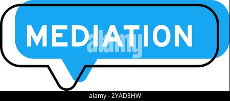 Speech banner and blue shade with word mediation on white background Stock Vector