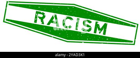 Grunge green racism word hexagon rubber seal stamp on white background Stock Vector