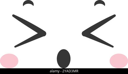 This cheerful character face displays a playful expression with wide eyes a round mouth and blush marks evoking happiness and joy in a minimalistic Stock Vector