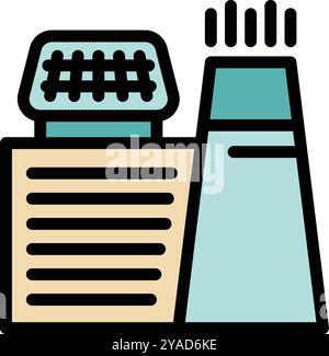 This icon represents a factory using both traditional energy sources and renewable energy, showing a commitment to sustainability Stock Vector