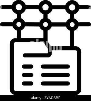 Simple vector icon of a folder containing data being shared over a network Stock Vector