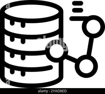 Data sharing concept with database connecting with molecule icon in thick line style Stock Vector