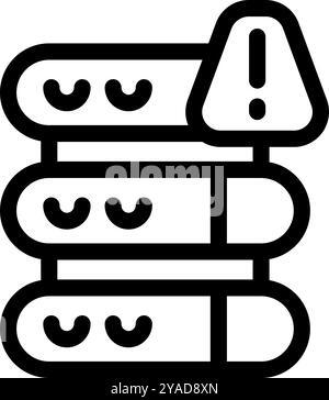 Server warning icon representing database alerts, potential risks, or critical system notifications Stock Vector