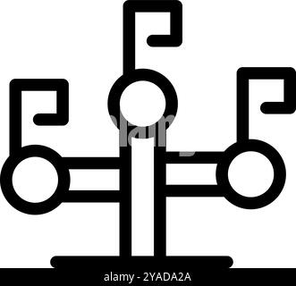 Simple vector icon of a playground seesaw with three seats, ideal for web, apps and infographics Stock Vector