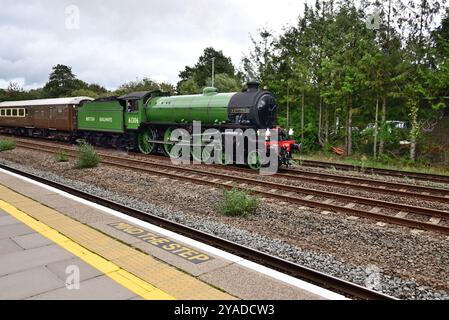 LNER Thompson Class B1 No 61306 Mayflower passing Totnes, South Devon, with the Golden Hind rail-tour to Plymouth. Stock Photo