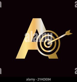 Letter A Success Logo Combine with Bow Target  Icon Stock Vector