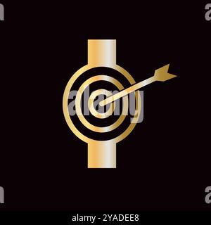 Letter I Success Logo Combine with Bow Target  Icon Stock Vector
