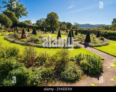 View across the Upper Walled Garden at Aberglasney, South Wales, UK, in early autumn Stock Photo