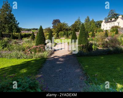 View across the Upper Walled Garden at Aberglasney, South Wales, UK, in early autumn Stock Photo