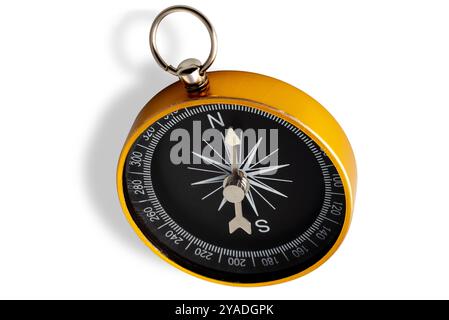 Classic magnetic compass isolated on white with clipping path included Stock Photo