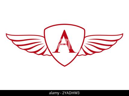 Letter A Wing Logo With Shield Icon Concept For Freight and Transportation Symbol Stock Vector