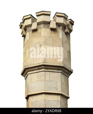 Small fortress tower isolated on white background Stock Photo