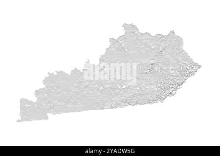 Kentucky ridgeline map showcasing diverse topography from Appalachian Mountains to Mississippi floodplains Stock Vector