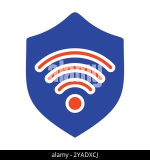 Protection wifi vector icon. Private network. Shield with wi-fi symbol. Security sign. Graph symbol for your web site design, logo, app, UI Stock Vector
