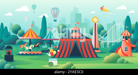 fun fair carnival air balloon ticket booth and balloons recreation ...