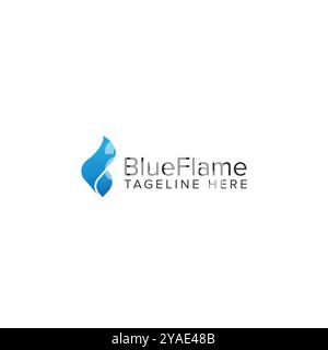 Blue flame gas energy minimal logo design Stock Vector