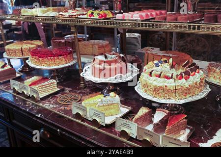 Austria, Vienna - April 25, 2024: Cake counter in Demel pastry shop Stock Photo