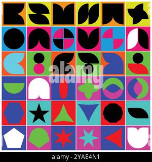 Geometric Art Colorful peter an abstract design with different shapes Stock Vector