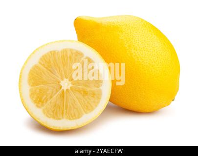 sliced lemon path isolated on white Stock Photo
