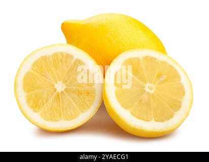 sliced lemon path isolated on white Stock Photo