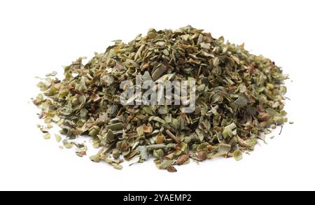 Pile of dried oregano isolated on white Stock Photo