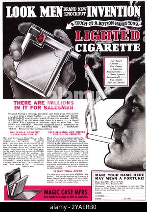 1933 Magic Case Manufacturers Cigarette Lighter Ad Stock Photo