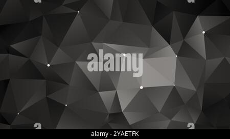 Abstract and modern grainy polygon vector pattern background in black and white. 3D triangular low poly style futuristic background with copy space. Stock Photo