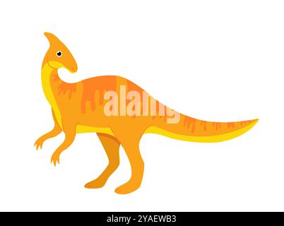 Concept of dinosaur. Orange tyrannosaur. Prehistoric wild animal. Wildlife and fauna. Dino with two legs. Graphic element for website. Flat vector Stock Vector
