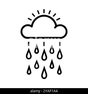 rain icon or modern line symbol. Vector line art and icon design with bold outline. Black and white Pixel Perfect minimalistic symbol isolated white b Stock Vector