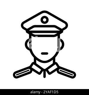 commandant icon or modern line symbol. Vector line art and icon design with bold outline. Black and white Pixel Perfect minimalistic symbol isolated w Stock Vector
