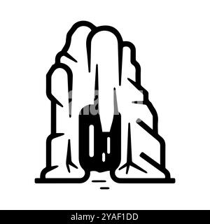 cave icon or modern line symbol. Vector line art and icon design with bold outline. Black and white Pixel Perfect minimalistic symbol isolated white b Stock Vector