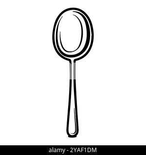 spoon icon or modern line symbol. Vector line art and icon design with bold outline. Black and white Pixel Perfect minimalistic symbol isolated white Stock Vector