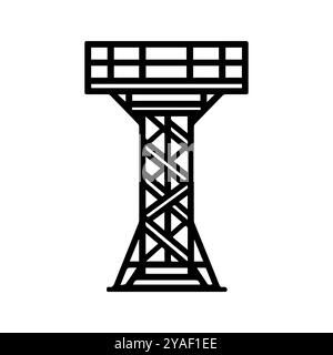 aerial platform icon or modern line symbol. Vector line art and icon design with bold outline. Black and white Pixel Perfect minimalistic symbol isola Stock Vector