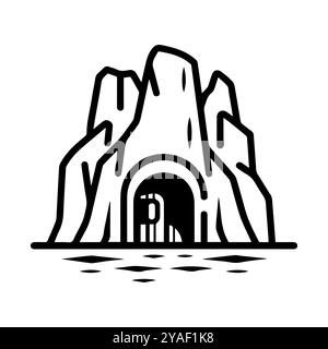 cave icon or modern line symbol. Vector line art and icon design with bold outline. Black and white Pixel Perfect minimalistic symbol isolated white b Stock Vector