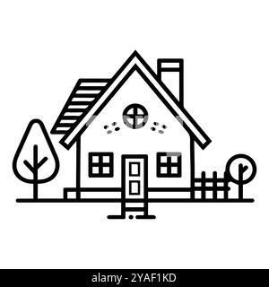 cottage icon or modern line symbol. Vector line art and icon design with bold outline. Black and white Pixel Perfect minimalistic symbol isolated whit Stock Vector