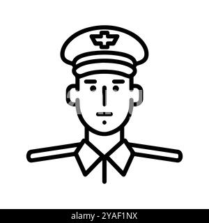 commandant icon or modern line symbol. Vector line art and icon design with bold outline. Black and white Pixel Perfect minimalistic symbol isolated w Stock Vector