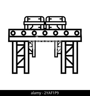conveyor icon or modern line symbol. Vector line art and icon design with bold outline. Black and white Pixel Perfect minimalistic symbol isolated whi Stock Vector