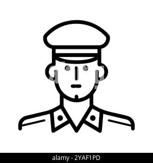 commandant icon or modern line symbol. Vector line art and icon design with bold outline. Black and white Pixel Perfect minimalistic symbol isolated w Stock Vector
