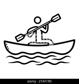 kayak icon or modern line symbol. Vector line art and icon design with bold outline. Black and white Pixel Perfect minimalistic symbol isolated white Stock Vector
