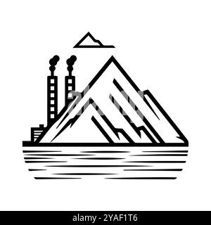 quarry icon or modern line symbol. Vector line art and icon design with bold outline. Black and white Pixel Perfect minimalistic symbol isolated white Stock Vector