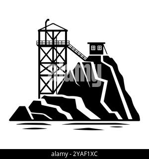 quarry icon or modern line symbol. Vector line art and icon design with bold outline. Black and white Pixel Perfect minimalistic symbol isolated white Stock Vector