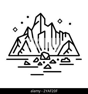 quarry icon or modern line symbol. Vector line art and icon design with bold outline. Black and white Pixel Perfect minimalistic symbol isolated white Stock Vector