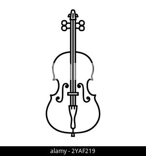 cello icon or modern line symbol. Vector line art and icon design with bold outline. Black and white Pixel Perfect minimalistic symbol isolated white Stock Vector