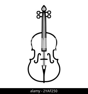 cello icon or modern line symbol. Vector line art and icon design with bold outline. Black and white Pixel Perfect minimalistic symbol isolated white Stock Vector