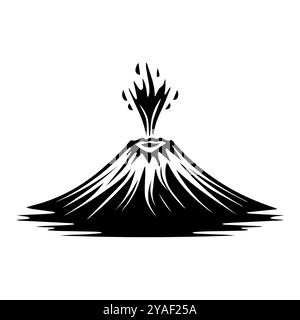 volcano icon or modern line symbol. Vector line art and icon design with bold outline. Black and white Pixel Perfect minimalistic symbol isolated whit Stock Vector