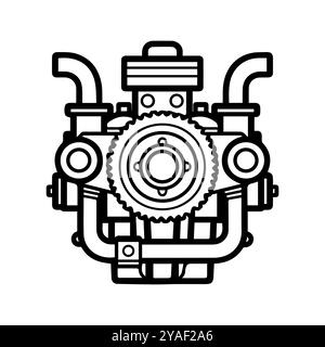 engine icon or modern line symbol. Vector line art and icon design with bold outline. Black and white Pixel Perfect minimalistic symbol isolated white Stock Vector