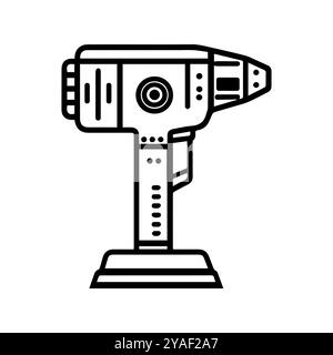 drill icon or modern line symbol. Vector line art and icon design with bold outline. Black and white Pixel Perfect minimalistic symbol isolated white Stock Vector